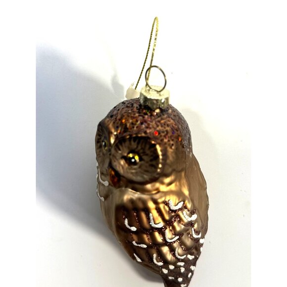 Owl Christmas Tree Ornaments Set 4 Hand Blown Glass Ornaments Woodland Creature - Picture 4 of 15